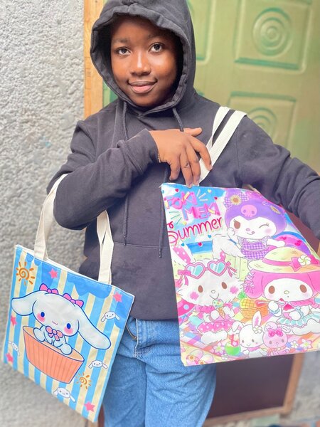 Tote bag kawaii en toile