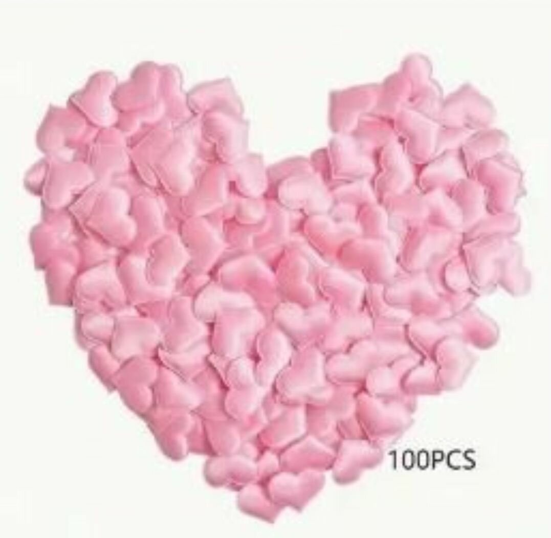 Confettis Coeur Satin Rose 100PCS
