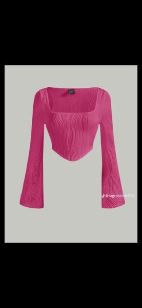 Top rose à manches larges