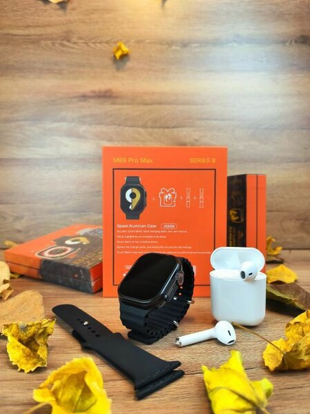 Montre intelligente connectée - 2 bracelets + Écouteurs