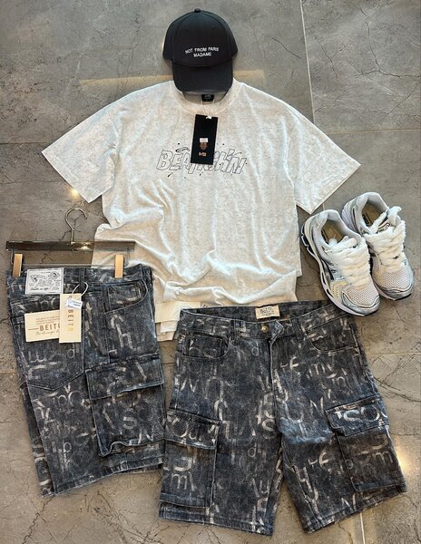 Shorts cargo délavés homme