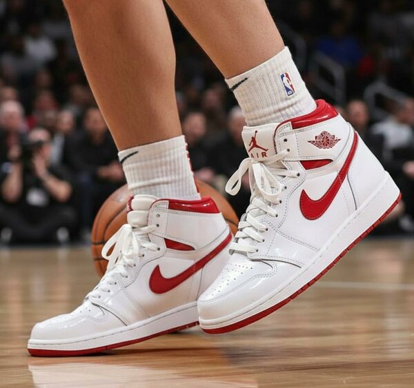 Baskets montantes rouges et b