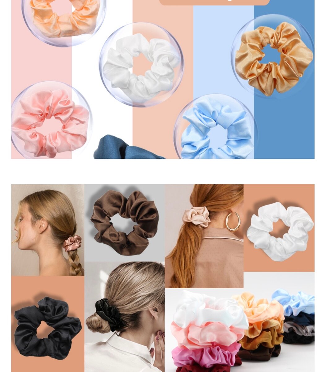 Lot d'élastiques cheveux satin