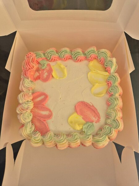 Gâteau carré avec glaçage coloré