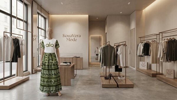 Robe longue verte à motif