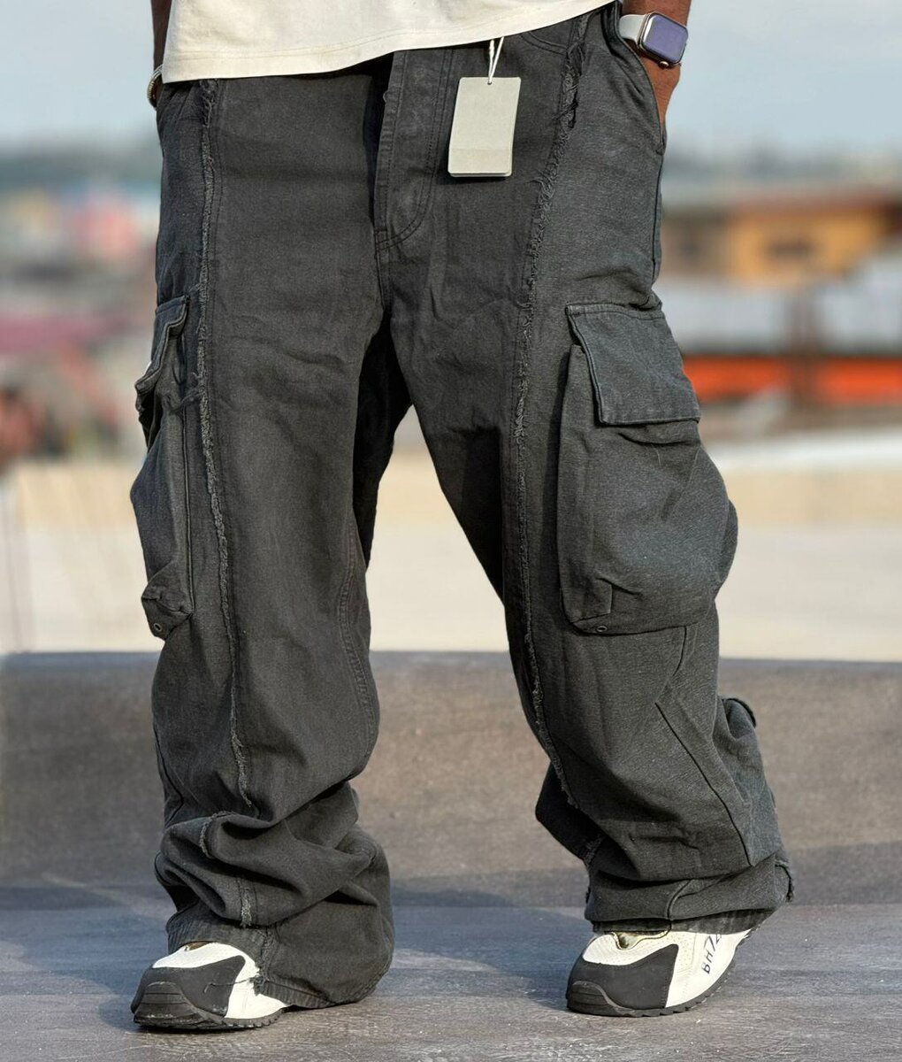 Pantalons cargo noirs homme