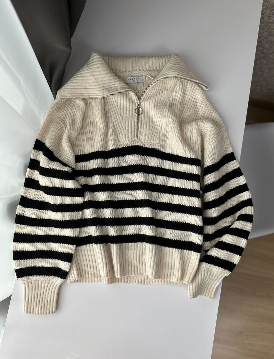 Pull rayé zippé femme