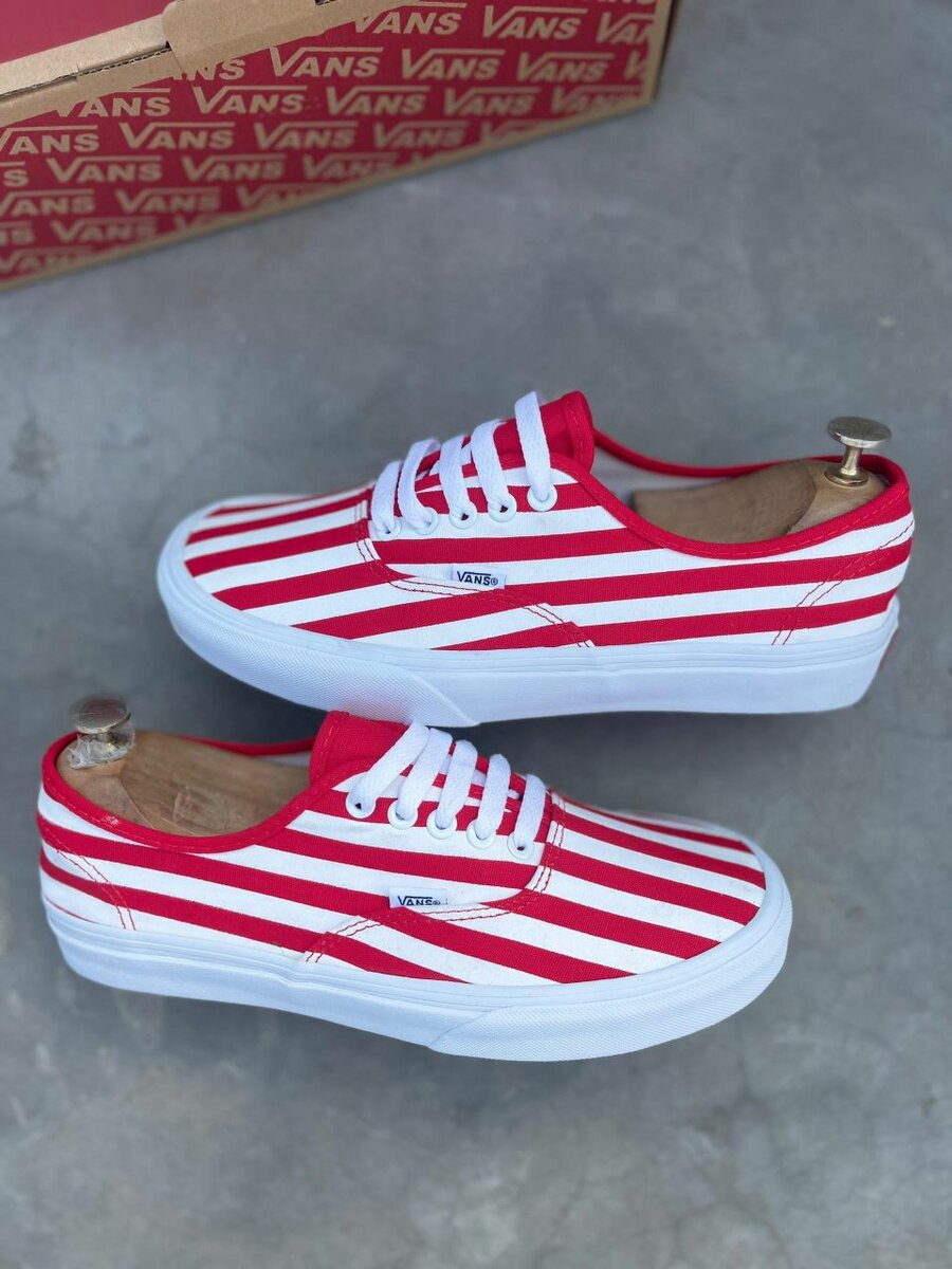 Vans Basket rayé rouge blanc