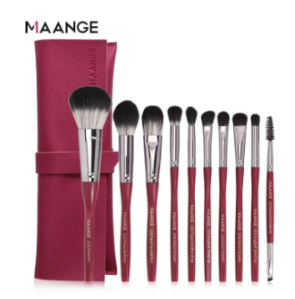 MAANGE Pro 10 Pcs Makeup Brush Set With Bag Powder Foundation Eyeshadow Lip Eyeliner Blush Blending Face Makeup Brushes tools