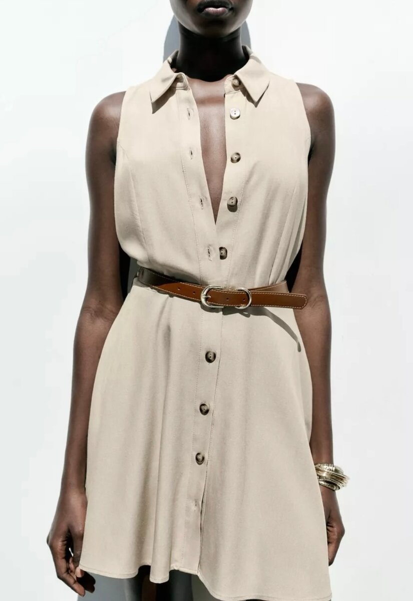 Robe chemise sans manches élégante