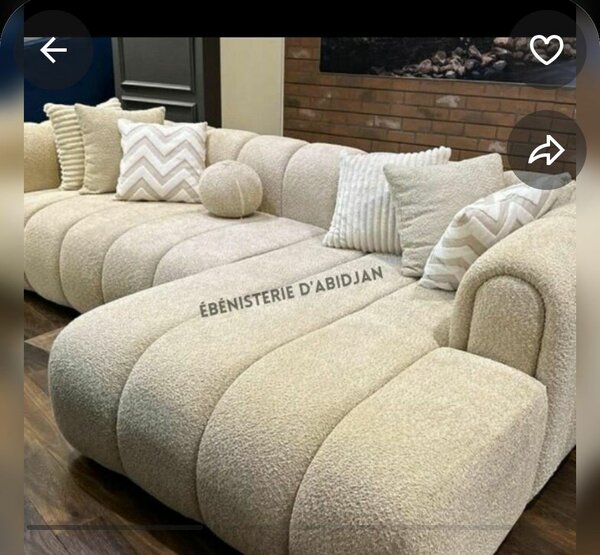 Canapé d'angle en tissu beige ÉBÉNISTERIE D'ABIDJAN