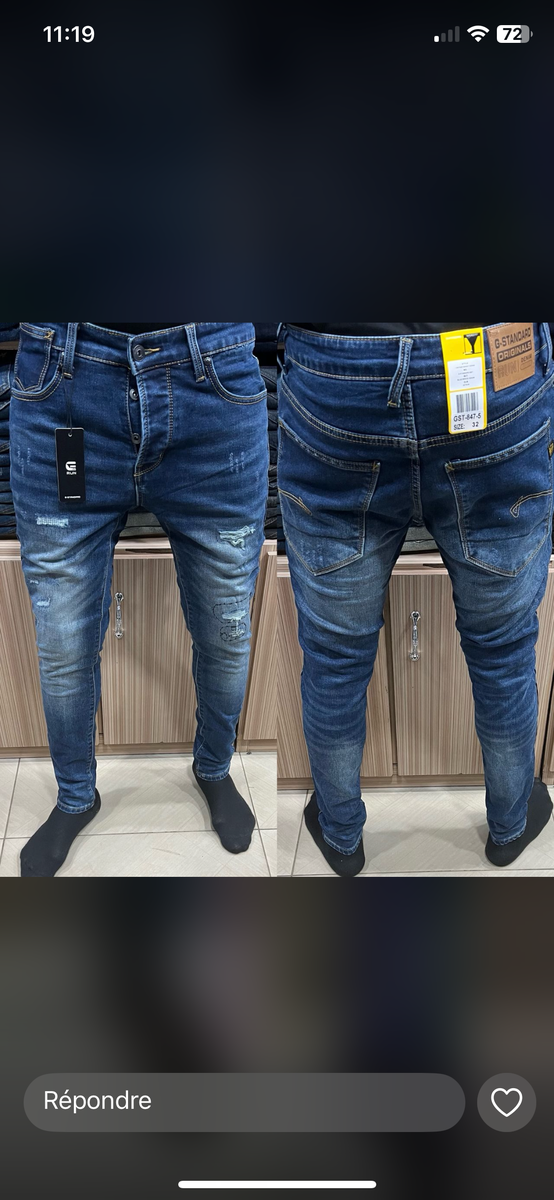 Jeans slim homme bleu et noir