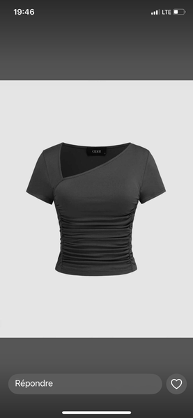 T-shirt noir manche courte femme