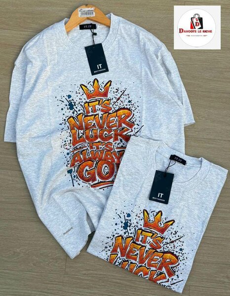 T-shirt homme 'It's Never Luck Always Go' - gris