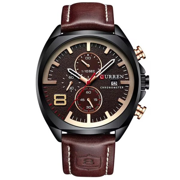 Montre Curren Homme Cuir Marron Chronomètre