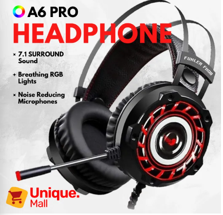 PRO RGB Gaming Headphones with Mic for PC, Pubg Mobile, PS4, Laptop - 360 Surround Sound Super Bass Vibration Over the Ear Wired Head Phones Headset for Gaming with Noise Cancelling Microphone - By Unique Mall