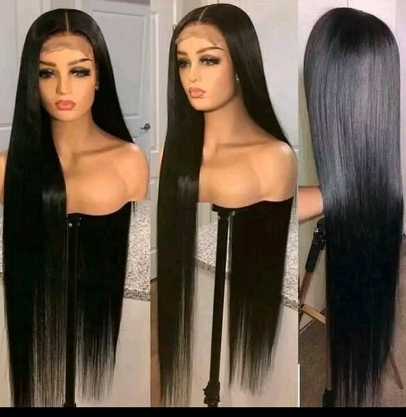 Perruque longue lisse noir