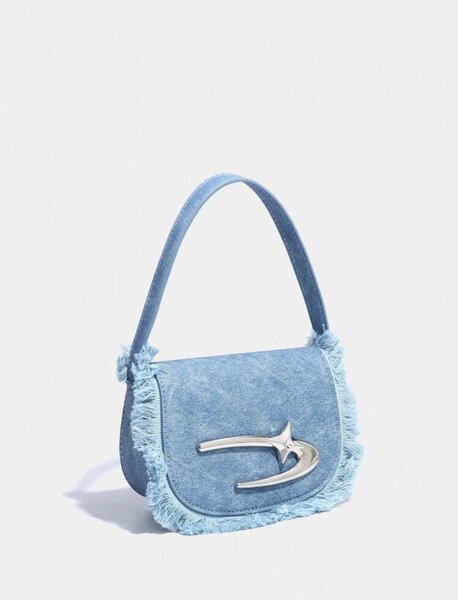 Jeans Blue Mini Half-moon Saddle Bag