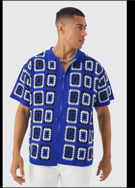 Chemise Tricotée Géométrique Homme