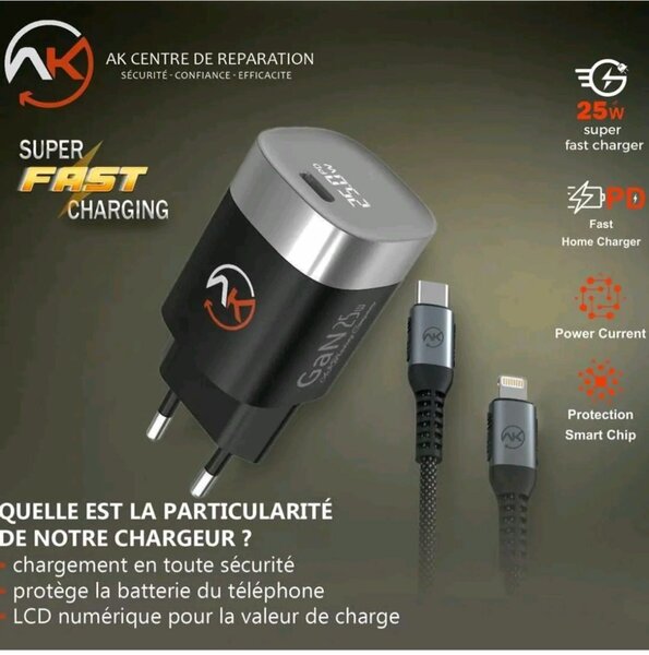 Chargeur Rapide 25W avec Affichage LCD