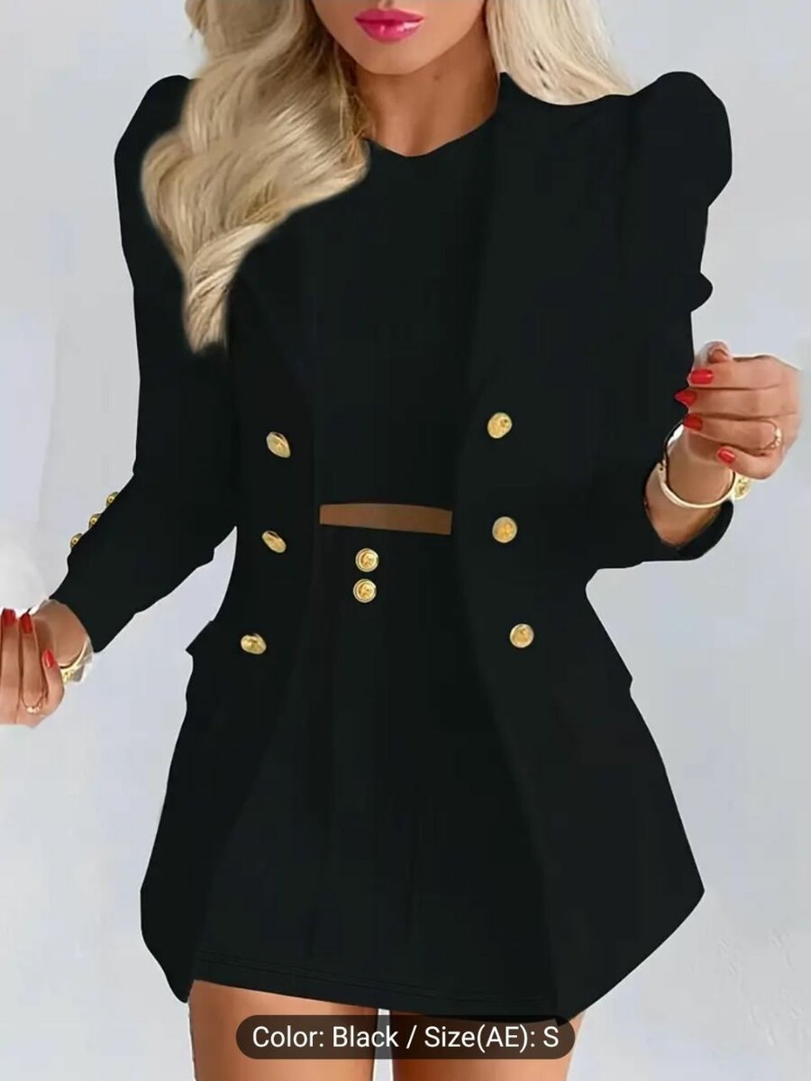 Two-Piece Elegant Lapel Blazers Set