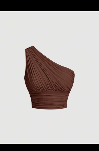 SHEIN MOD One Shoulder Ruched Black Summer Top