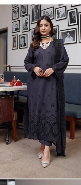 Lawn Embroidered  Chicken Kari Shirt with Trouser ( Unstich)