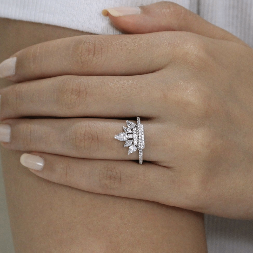 Crystal crown promise ring