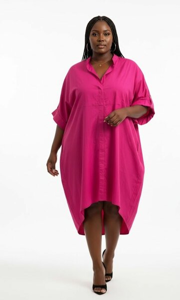 Robe chemise rose élégante