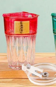 Crystal Diamond Glass Tumbler with Splash-Proof Lid and Reusable Glass Straw