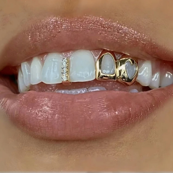 Grillz dorées et argentées