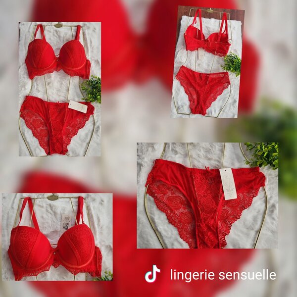 Ensemble lingerie rouge dentelle