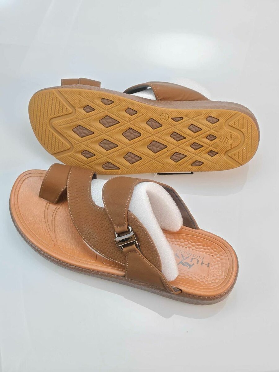 Sandales confort en cuir marron