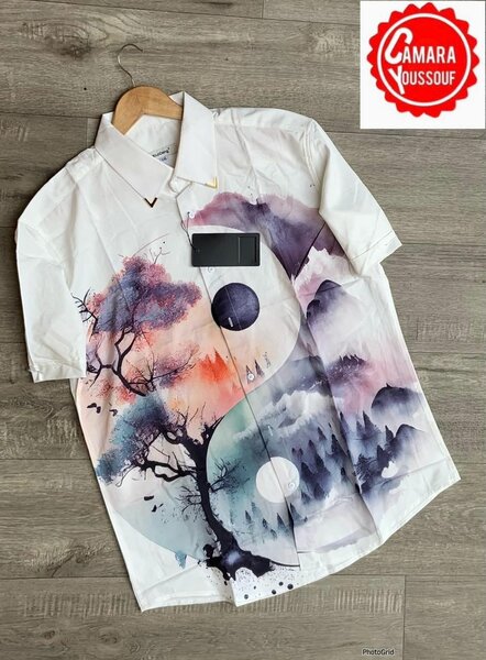Chemise blanche homme imprimée