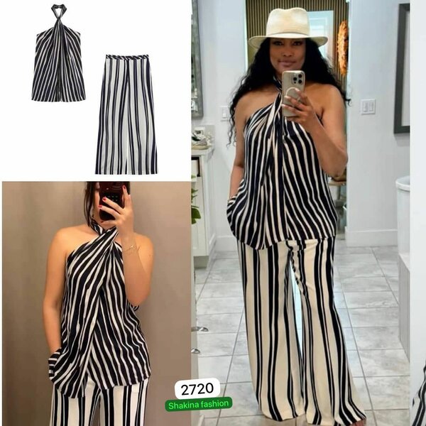 Ensemble rayé élégance chic