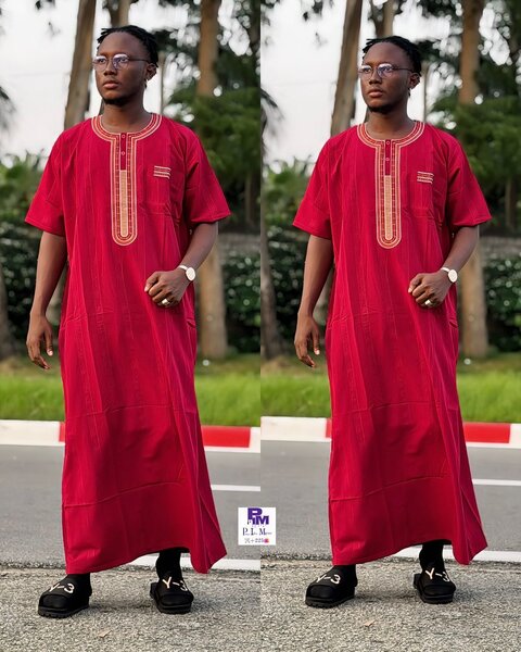 Chemise africaine rouge pour homme