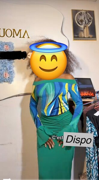 Combinaison verte et bleue élégante pour femme