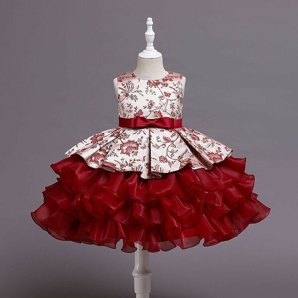 Elegant Red Floral Dress