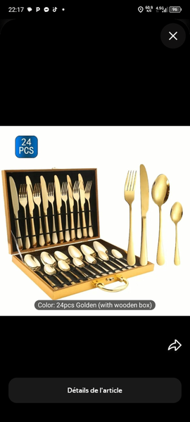 Couverts dorés 24 pièces