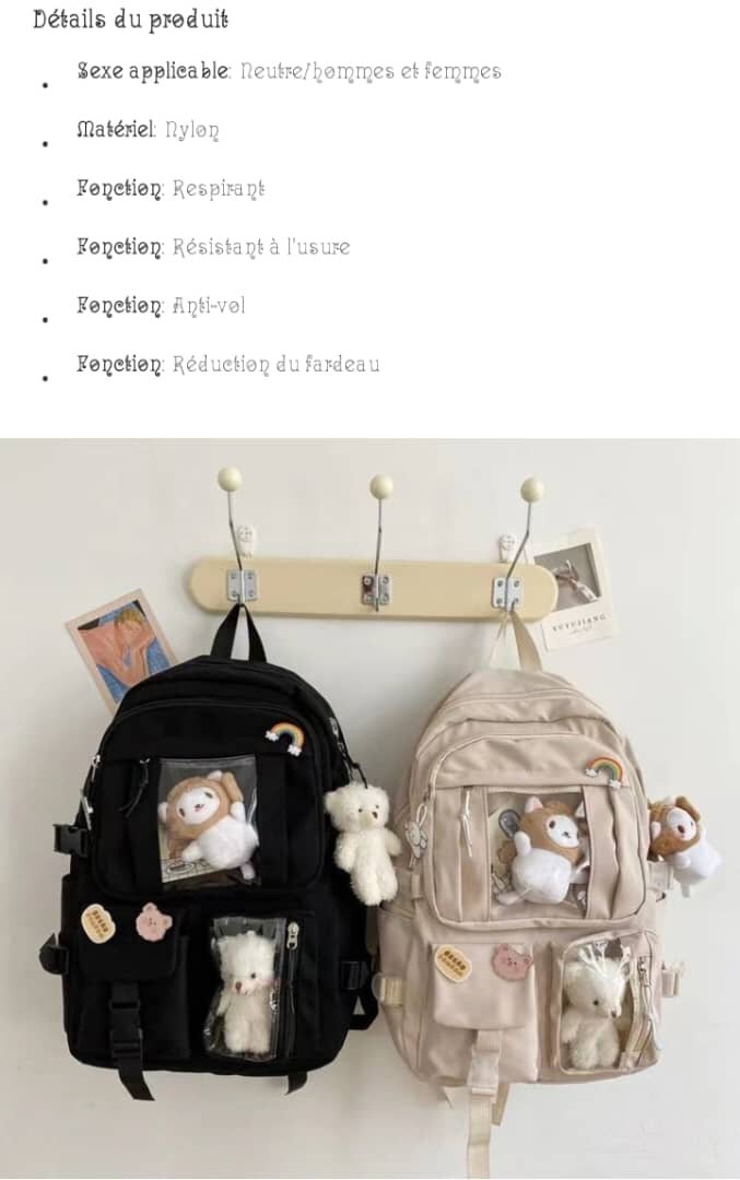 Sac à dos kawaii peluche