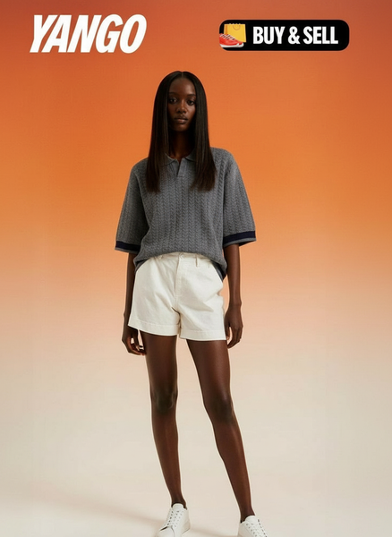 Polo en maille grise raffinée