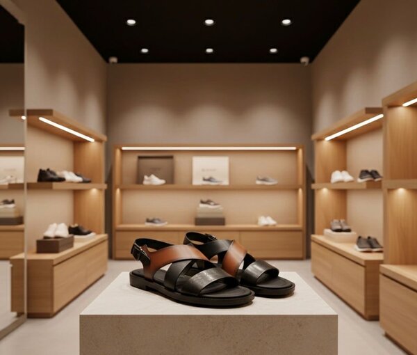 Sandales en cuir noir pour homme