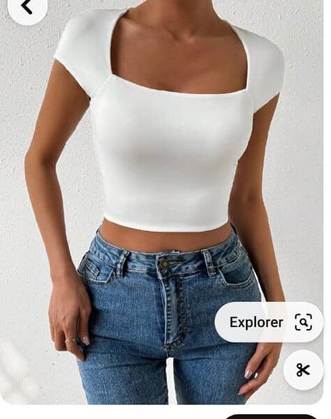 Top court blanc femme