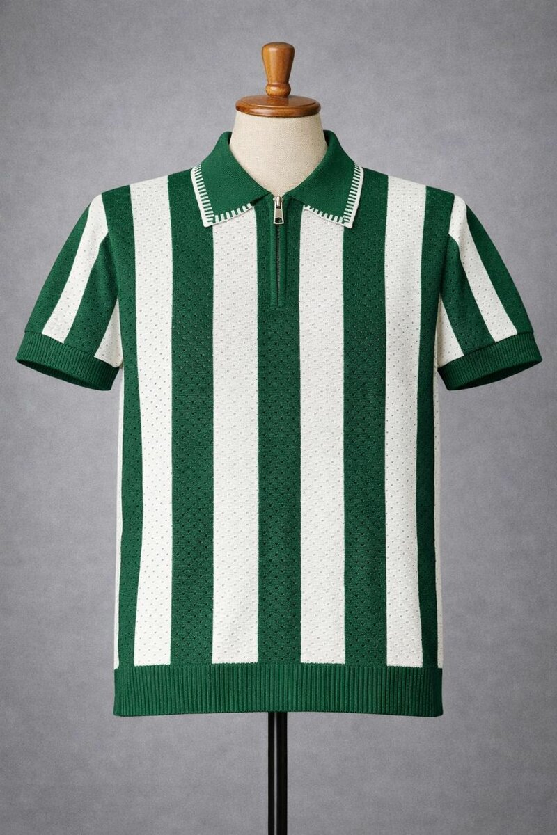 Polo homme tricoté à rayures