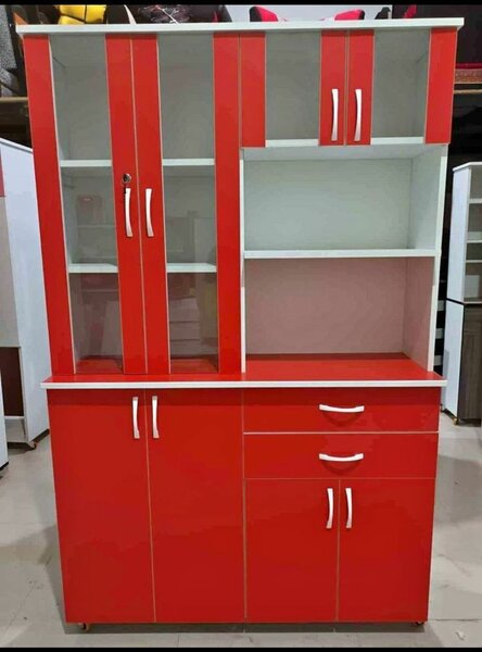 Meuble de cuisine rouge et blanc