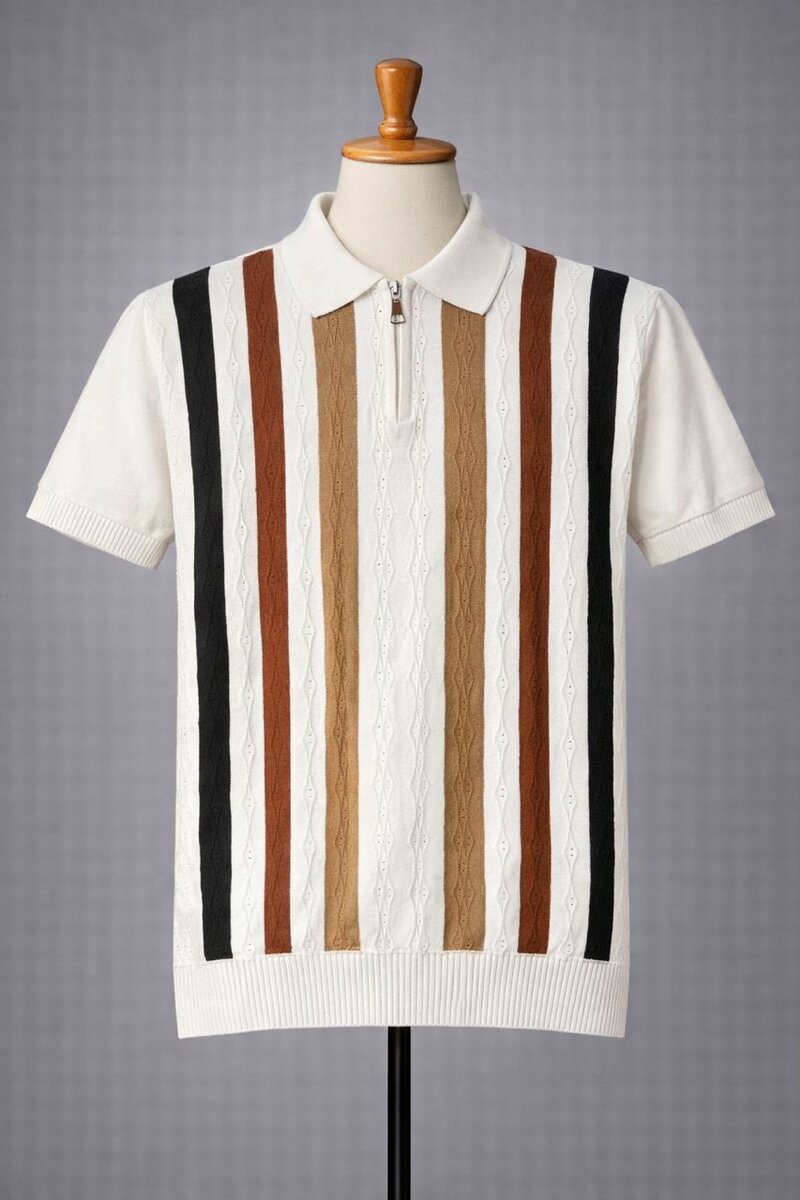 Polo col chiné rayé