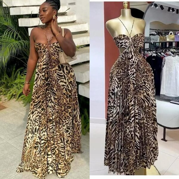 Robe longue léopard chic