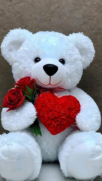 Ours en peluche blanc - Saint Valentin