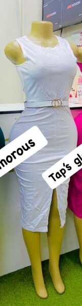 White dress with belt