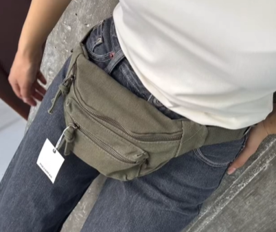 Джинсовые поясные сумка хаки